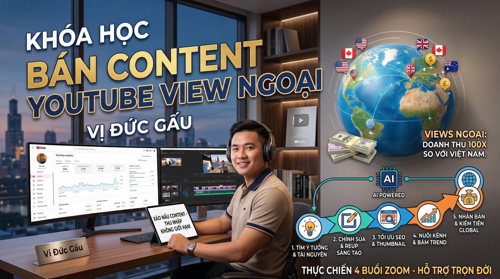 Khóa Học Bán Content Youtube View Ngoại Vi Đức Gấu